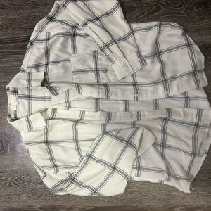Z Supply Cream and Black Plaid Shirt